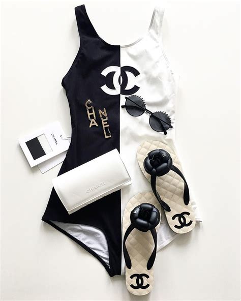 chanel bathing suit 2017|Chanel black and white swimsuit.